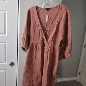 Madewell Terracotta V-Neck Dress